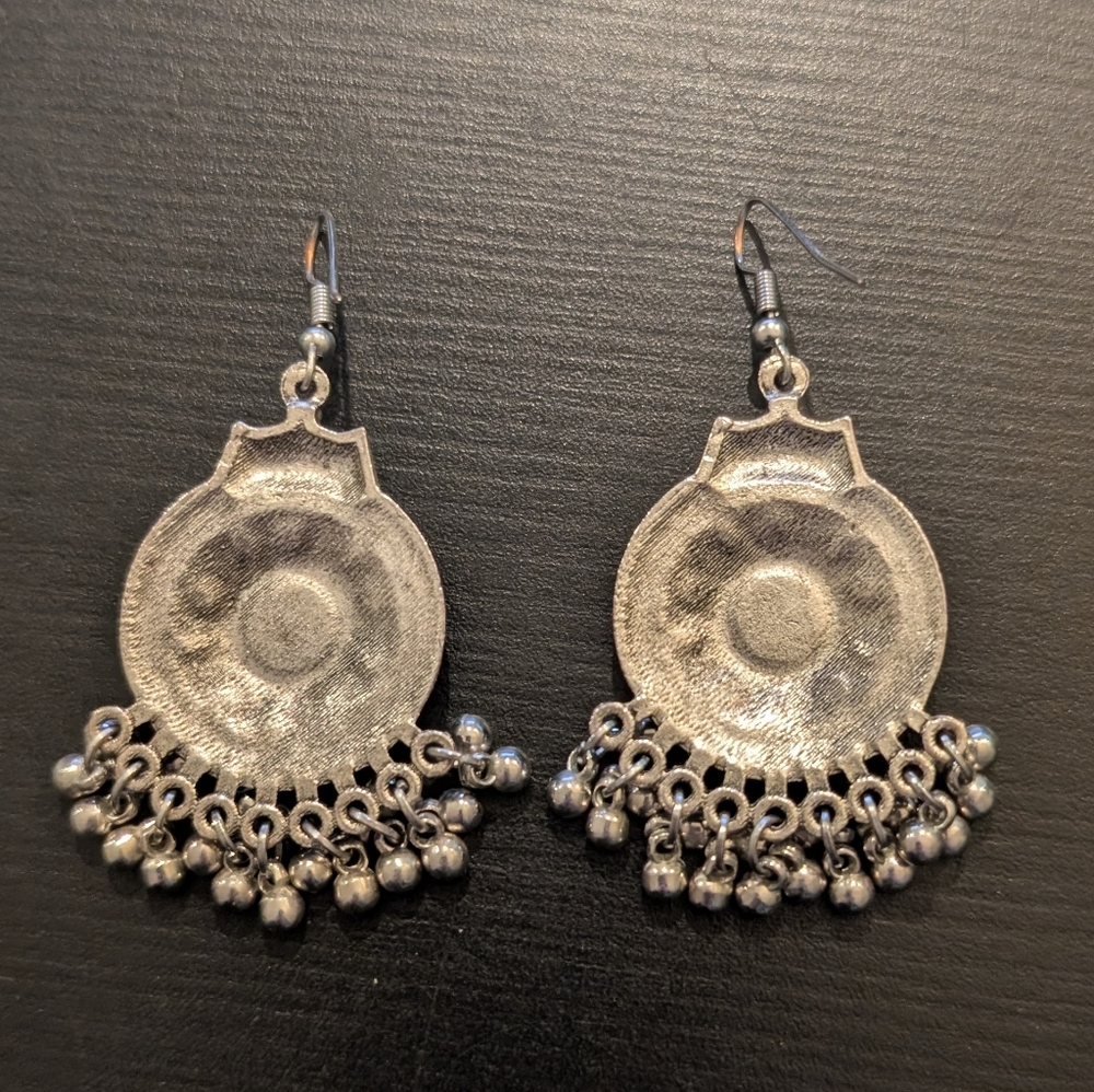 Costume Earring Lot, Set of 2, Silver Colored, Drop Dangling Earrings - Picture 3 of 5